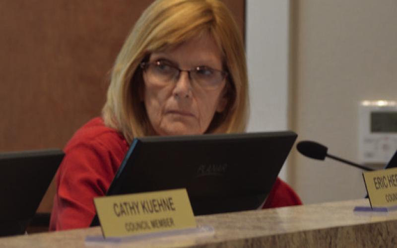 Councilwoman Dorothy Person voiced support for an alternate bid to elevate the green on Hole No. 2 at Hancock Park Golf Course, but city staff indicated FEMA funding would not cover the alternative project. ERICK MITCHELL | DISPATCH RECORD