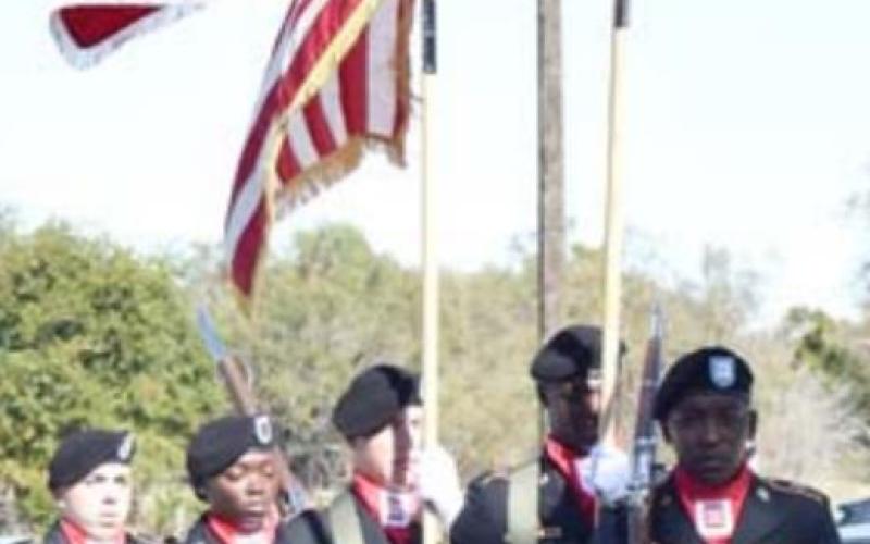 The 62nd Engineer Battalion of Fort Hood posts the colors at Sylvia Tucker Memorial Park. ALEXANDRIA RANDOLPH | DISPATCH RECORD