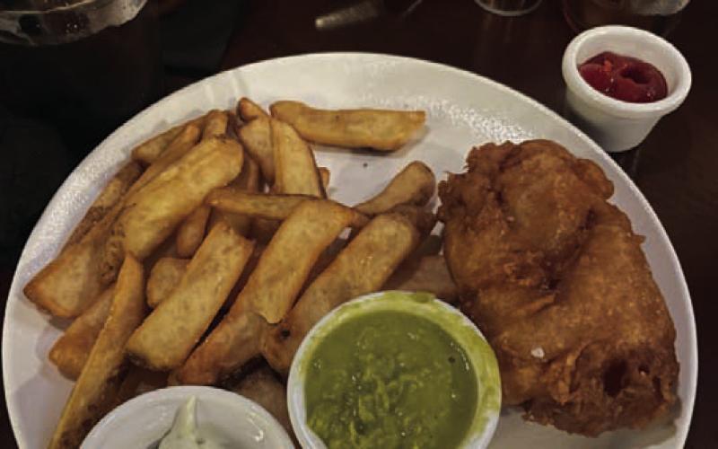 Here is a look at my fish and chips plate from the Grumpy George Pub &amp;amp; Grub in Georgetown. The chips were fantastic, the fish fillet was thick, and the mushy peas were “brilliant.” ERICK MITCHELL | DISPATCH RECORD