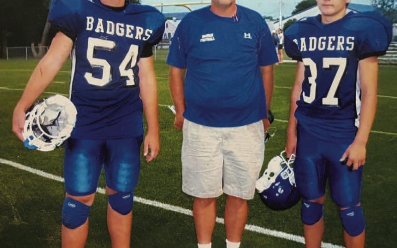 COURTESY PHOTO Jim Burks with his sons, Carter Burks (54), and Joey Burks (37) as they played together for Lampasas.