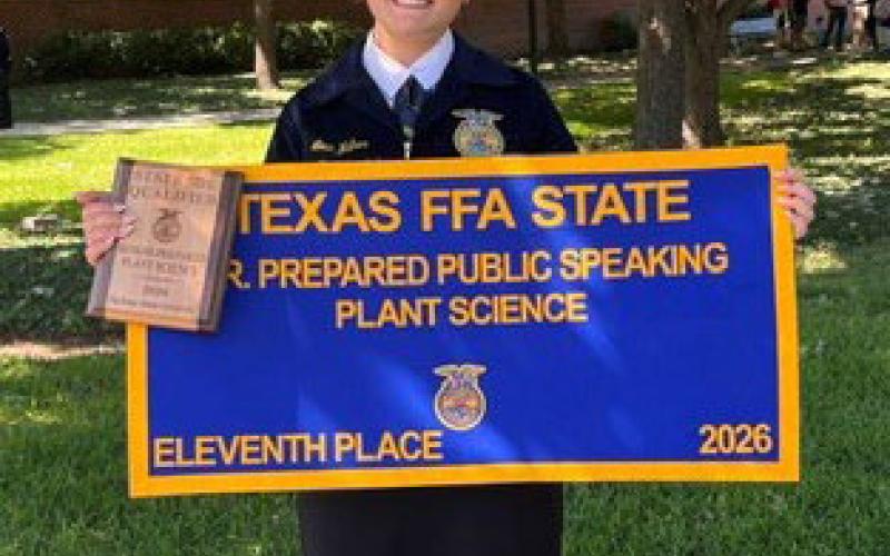 Leah Walker of Lampasas FFA earned 11th place in the Texas FFA State Plant Science Prepared Public Speaking Contest. To participate at the state level, students had to win their district and area contests. COURTESY PHOTO