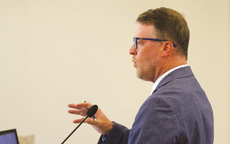 Assistant City Manager Ryan Ward addresses the Lampasas City Council at a meeting in September. Ward’s last day with the city is today. He has accepted a job as director of public works in Santa Fe, New Mexico. FILE PHOTO