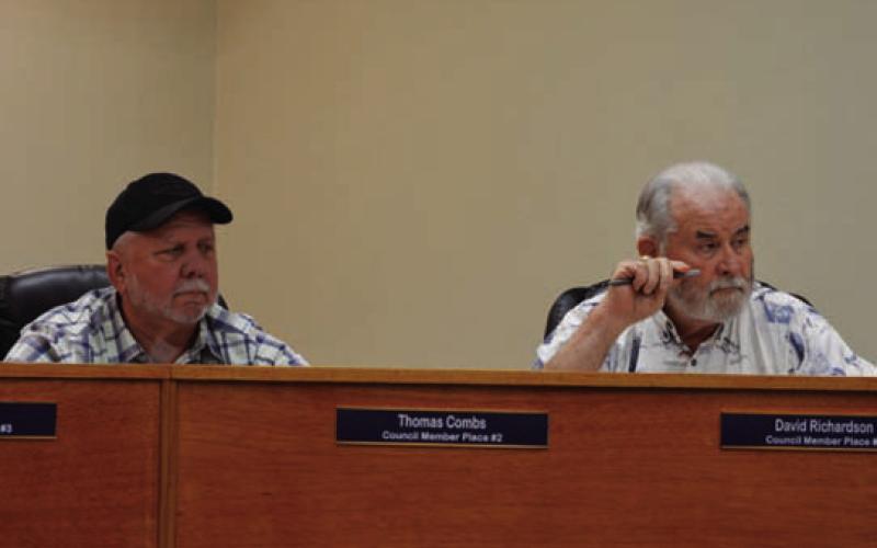 Council members Thomas Combs, left, and David Richardson participated in last week’s Kempner City Council meeting. Among the agenda items was an update to the city’s investment policy and a presentation on the proposed budget for the Lampasas Central Appraisal District. ERICK MITCHELL | DISPATCH RECORD