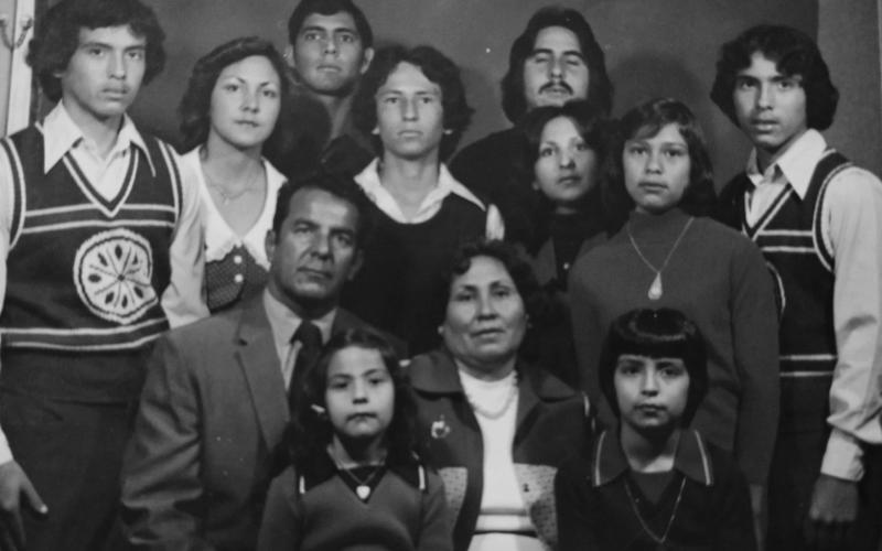Ramos’ parents, Juan and Maria Luisa Ramos -- in center of photo -- are surrounded by their 10 children. courtesy photo