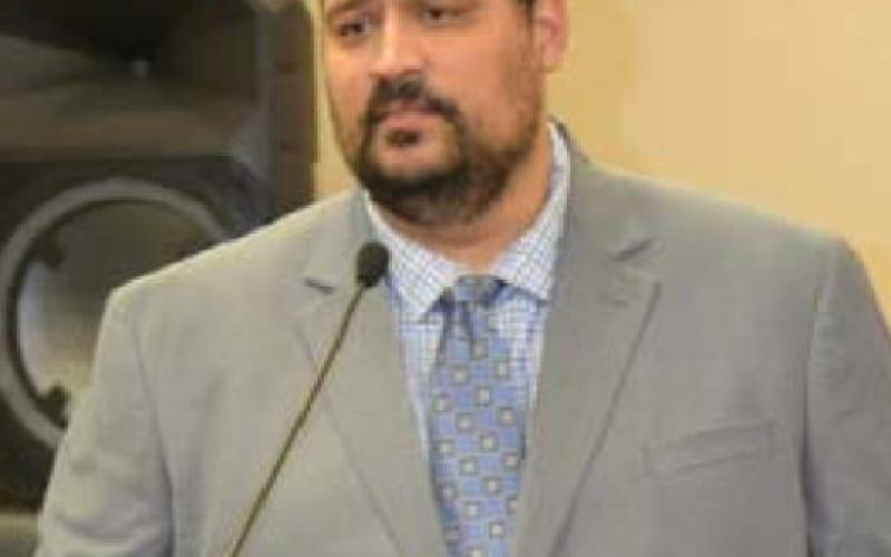 Kempner city manager candidate Heriberto “Eddie” Rodriguez speaks to the Kempner City Council last week. DAVID LOWE | DISPATCH RECORD