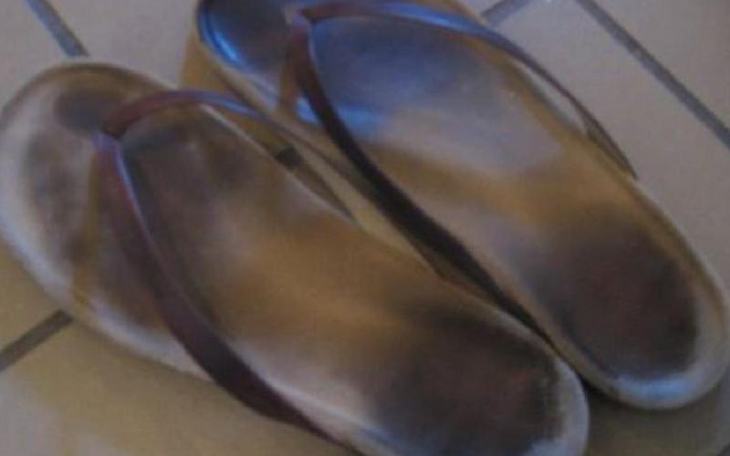 COURTESY PHOTO “Chanclas” — slippers or flip-flops such as these — commonly are used by Latina mothers to discipline their children.