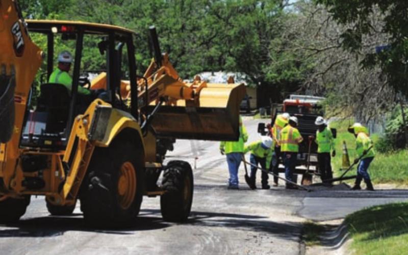 Crews could be seen working along Skyview on Wednesday. HUNTER KING | DISPATCH RECORD