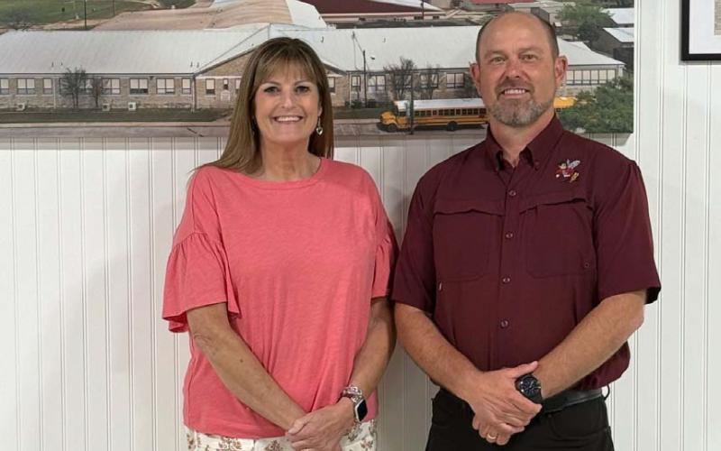 COURTESY PHOTO Incoming Lometa ISD Superintendent Maela Edmonson will take the leadership reins officially when outgoing Superintendent Rob Moore retires June 30. This week marked the last school board meeting for Moore.