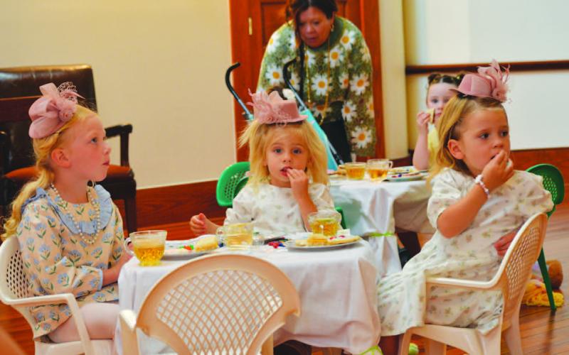 Donning the same headwear, Emma Phillips at left, Kamri Key in center and Kennedy Key showed up in style to Saturday’s Teddy Bear Tea Party hosted by the Lampasas County Museum. For more photos, see page 2. ERICK MITCHELL | DISPATCH RECORD