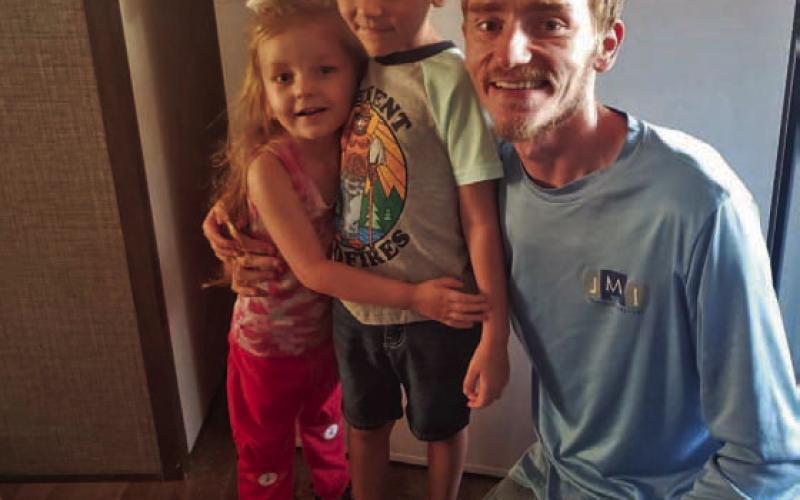 Brandon Fitzwater is pictured here with his son, Perseus, and his daughter, Anastasia. COURTESY PHOTO