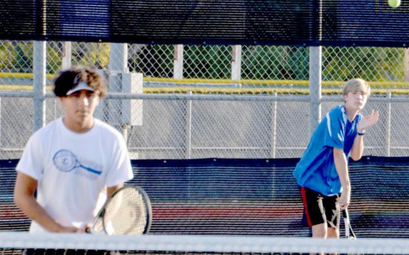James Vasquez, left, and Luke Rogers compete in doubles on Thursday. KENNETH PEISER | COURTESY PHOTO