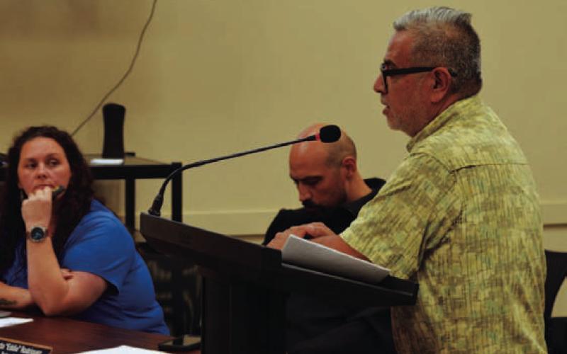 Chief Appraisal Juan Saucedo, at right, presents the preliminary 2027 Lampasas Central Appraisal District budget to the Kempner City Council at its meeting last week. ERICK MITCHELL | DISPATCH RECORD