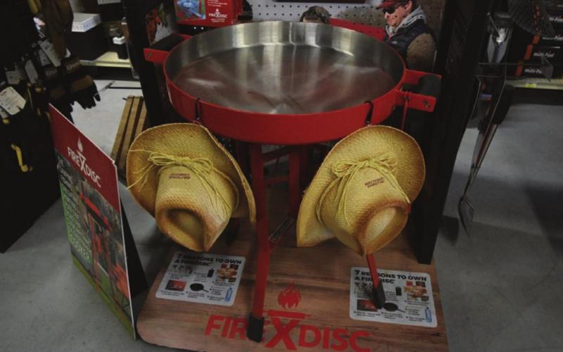 A FireDisc portable grill is for sale at Hoffpauir’s Ranch &amp;amp; Supply. MADELEINE MILLER | DISPATCH RECORD