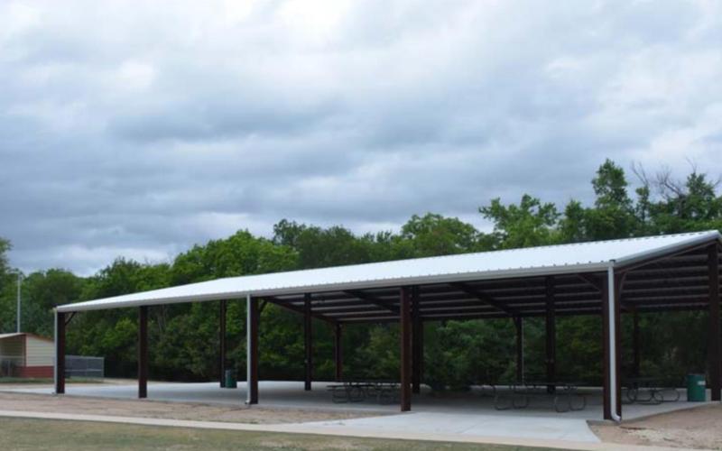 Design options are being finalized for the skate park that will be built near this pavillion in Campbell Park. MASON HINES | DISPATCH RECORD