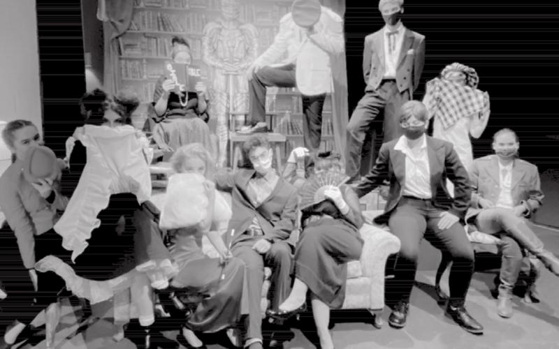 Lampasas High School students perform in costume for their roles in the theater department’s upcoming showing of “Clue.” COURTESY PHOTO
