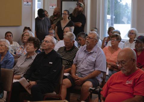 Lampasas residents who live near the Diamond Ridge subdivision and others were out in full force Thursday for the Planning and Zoning Commission’s public hearing on a rezoning request for property along Naruna Road. ERICK MITCHELL | DISPATCH RECORD