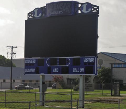 A new scoreboard at Badger Field is ready for the football season. Lampasas ISD Superintendent Dr. Chane Rascoe said ad sponsors have helped pay for the scoreboard. Others interested in sponsorship should contact Justin Reeves at reevesj@lisdtx.org. ERICK MITCHELL | DISPATCH RECORD