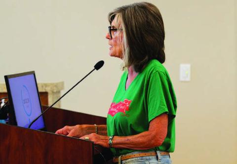 Christmas on the Creek spokesperson Libby Bluntzer addressed the Lampasas City Council Monday to advocate for continued funding for the annual event. HUNTER KING | DISPATCH RECORD