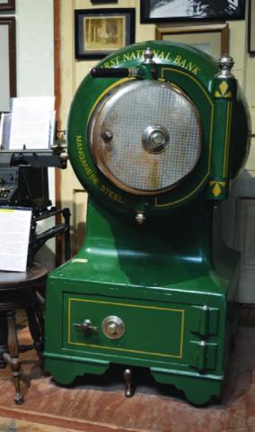A cannonball safe used at First Texas Bank in the early years of the institution sits at the Lampasas County Museum. This type of safe was popular from the late 1800s to 1920 for its “robbery proof” security abilities. These safes weight between 3,500 and 5,000 pounds. ERICK MITCHELL | DISPATCH RECORD