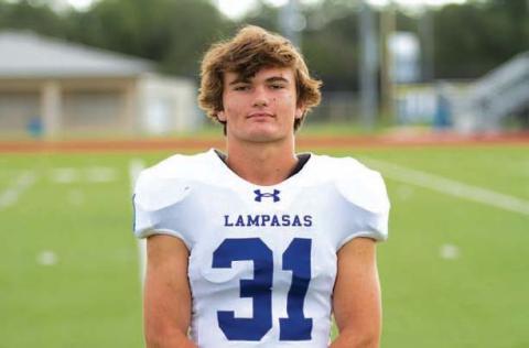 Name: Tate Langford Class: Senior Sport: Football Favorite Teacher or Coach: Coach Brister Favorite Place in Lampasas: Storm’s One Person You Look Up To: My dad Main Goal This Season: Know I gave it my all