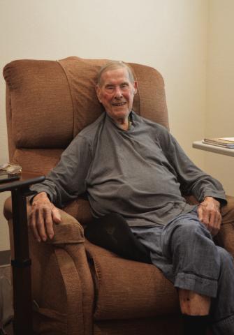 Almost 100 years old, Jim Anderson still finds time to catch up on the latest news and enjoy sports while living in the Lampasas Assisted Living facility. Despite not being a soccer expert, like millions of Americans, Anderson tuned into the 2026 FIFA World Cup this summer. ERICK MITCHELL | DISPATCH RECORD