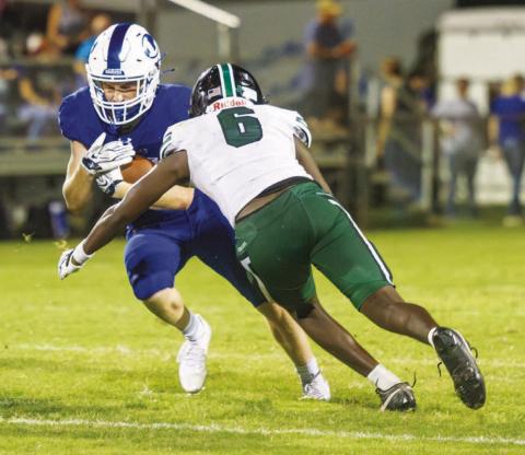 Freshman running back Housten Hill rushed for 38 yards on 11 carries with one touchdown. Hill, the only freshman on the varsity roster, is proving to be a key player in the Badgers’ two-man committee in the backfield. ANA SOFIA MEYER | DISPATCH RECORD