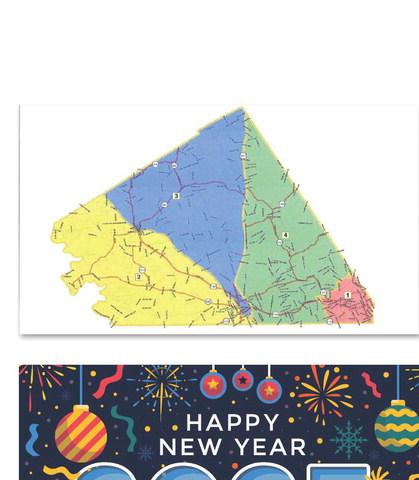 This map reflects proposed new boundaries for county commissioner precincts. COURTESY MAP