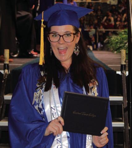 Michelle Allen celebrates her Associate of Applied Science degree during Commencement Exercises for Central Texas College. COURTESY PHOTO