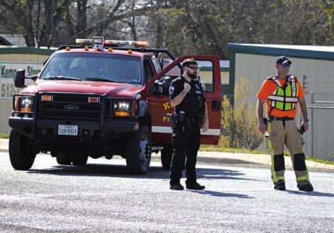 Multiple public safety agencies were in Kempner Tuesday to assist with evacuation of a severalblock area along U.S. Highway 190 while officials awaited an explosive ordnance disposal unit from Fort Hood. Kempner Volunteer Fire Department helped the police in redirecting traffic. ERICK MITCHELL | DISPATCH RECORD