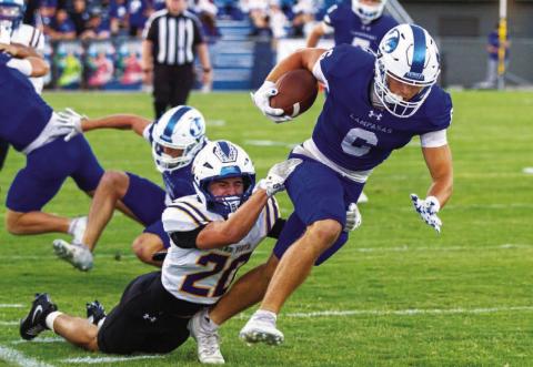 Junior wide receiver Brayden McLoughlin had his best performance of the season on Friday night, pulling in a team-high eight catches for 98 yards, plus one touchdown. McLoughlin’s role has quickly expanded this season. ANA SOFIA MEYER | DISPATCH RECORD