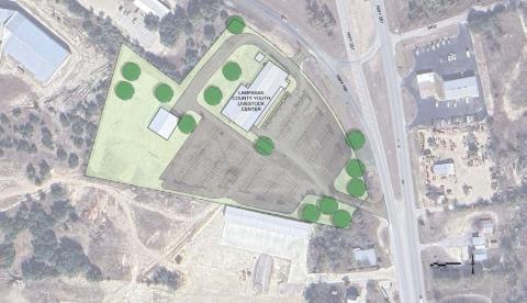 Lampasas County Livestock Association members plan to upgrade the parking lot at the showbarn. This project rendering indicates the areas planned for improvement. It could take several years to cover the cost, LCLA officials said, but the annual Reverse Raffle later this month will initiate the fundraising for the endeavor. COURTESY PHOTO