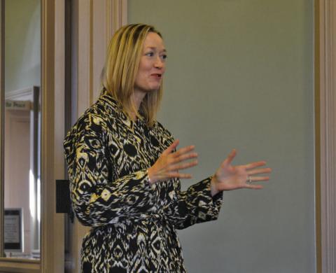 Lobbyist Hilary Shine provides an update to the Lampasas County Commissioners Court on legislation regarding the disabled veterans’ tax exemption. ERICK MITCHELL | DISPATCH RECORD