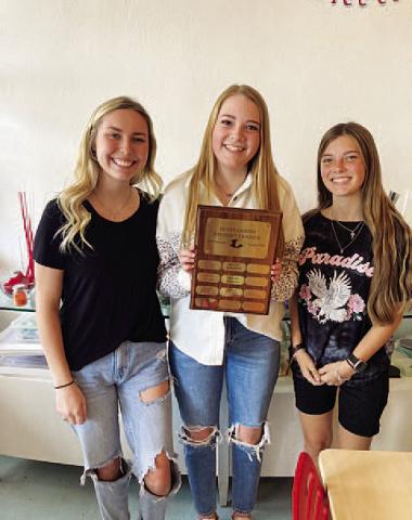 COURTESY PHOTO | JAN BRISTER Greenlee Chism, left, Emily Tower and Kewe Sanford earned trainer of the year honors.