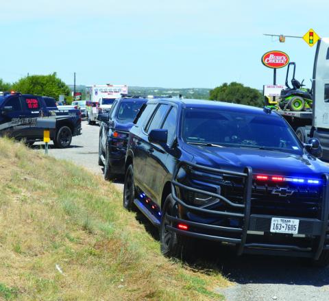 Multiple law enforcement agencies participated in a vehicle pursuit that ended on South Key Avenue Wednesday afternoon. Two individuals were taken into custody. ERICK MITCHELL | DISPATCH RECORD