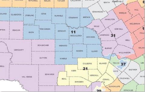 A new map under consideration by the Texas Legislature would put Lampasas County in Congressional District 31 with Mills, Hamilton, Coryell and most of Bell, Burnet and Williamson counties -- an area much more compact than the District 11 group of counties it has been paired with since 2021. ERICK MITCHELL | DISPATCH RECORD
