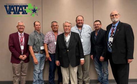 The 2026-2027 VATAT Credit Union directors, from left to right, are Ray Pieniazek of Austin, Aaron Wilson of El Campo, John Templeton of Bryan, Gary Adams of Austin, Mike Rempe of Yoakum, Chris Cleveland of Andrews and chairman, Dr. Steve Forsythe of Lampasas. COURTESY PHOTO