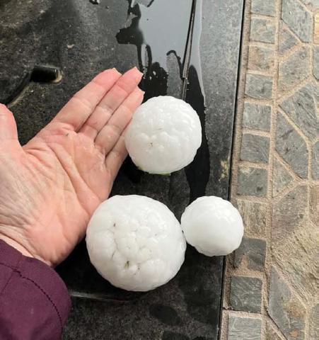 COURTESY PHOTO | FACEBOOK Although Lampasans saw quarter-sized hail pummel the area Thursday night, baseball and softball-sized stones struck in the Kempner area off FM 2657 near the Lampasas River.