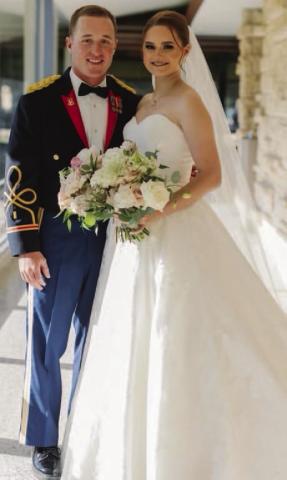 Lt. Kyle Wright and his bride, Lillian Porter, were married at the All Faiths Chapel on the campus of Texas A&amp;M University. CCOURTESY PHOTO