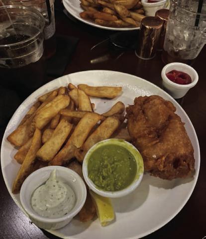 Here is a look at my fish and chips plate from the Grumpy George Pub &amp; Grub in Georgetown. The chips were fantastic, the fish fillet was thick, and the mushy peas were “brilliant.” ERICK MITCHELL | DISPATCH RECORD