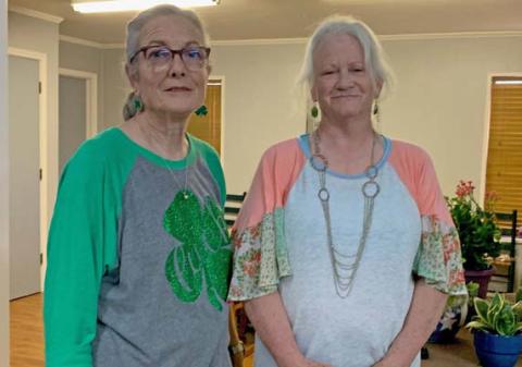Tico Hicks, left, and Teresa Stewart gave a presentation to L-M Garden Club members on how to prepare for the annual Flower Show to be held in April. Courtesy photo