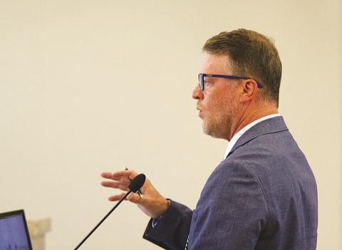Assistant City Manager Ryan Ward addresses the Lampasas City Council at a meeting in September. Ward’s last day with the city is today. He has accepted a job as director of public works in Santa Fe, New Mexico. FILE PHOTO