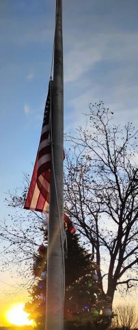 The American flag flies at half staff at Sylvia Tucker Memorial Park in Kempner in memory of Jimmy Carter. The former president died Dec. 29, 2024, at the age of 100. COURTESY PHOTO