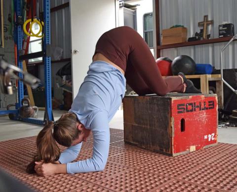 A forward leaning inversion, done daily for about 30 seconds or three steady breaths, can help a baby shift toward the proper birthing position. It can also alleviate weight on a mother’s pelvis. alexandria randolph | dispatch record