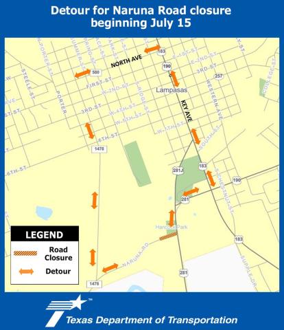 TxDOT announces temporary closure of Naruna Road near golf course