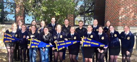These Lampasas FFA members competed well in Kerrville, bringing home four banners from the area competition. COURTESY PHOTO