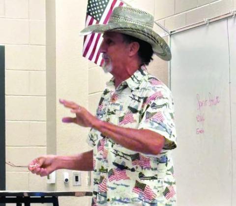Tex Hall speaks Sept. 17 at the lecture hall on the Lampasas High School campus. COURTESY PHOTO