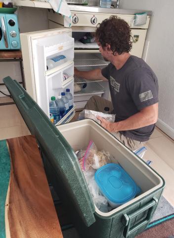 In a bed and breakfast in New Mexico, columnist Alexandria Randolph’s husband, Chris, packs fresh food from the hotel refrigerator into a cooler as they prepare for the next stage of their July road trip. Alexandria Randolph | Dispatch record