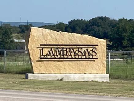This attractive limestone marker at the city limits welcomes drivers to Lampasas. courtesy photo | joyce tayl