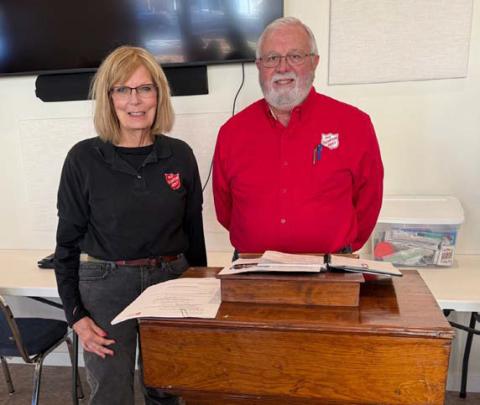 Dorothy Person and David Spradley gave a presentation on the Lampasas County Salvation Army to members of The ’36 Club at their January meeting. courtesy photo