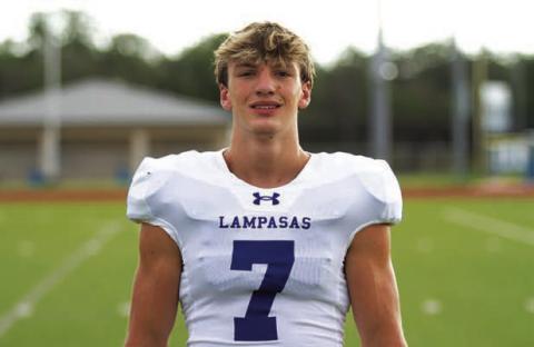 Name: Aaron Everts Class: Senior Sport: Football, Track and Powerlifting Favorite Teacher or Coach: Coach Warner Favorite Place in Lampasas: HTeaO One Person You Look Up To: My brother Main Goal This Season: Go further this season